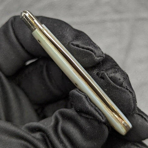 1896年 英国アンティーク 白蝶貝ハンドル 純銀ブレード 折りたたみペンナイフ